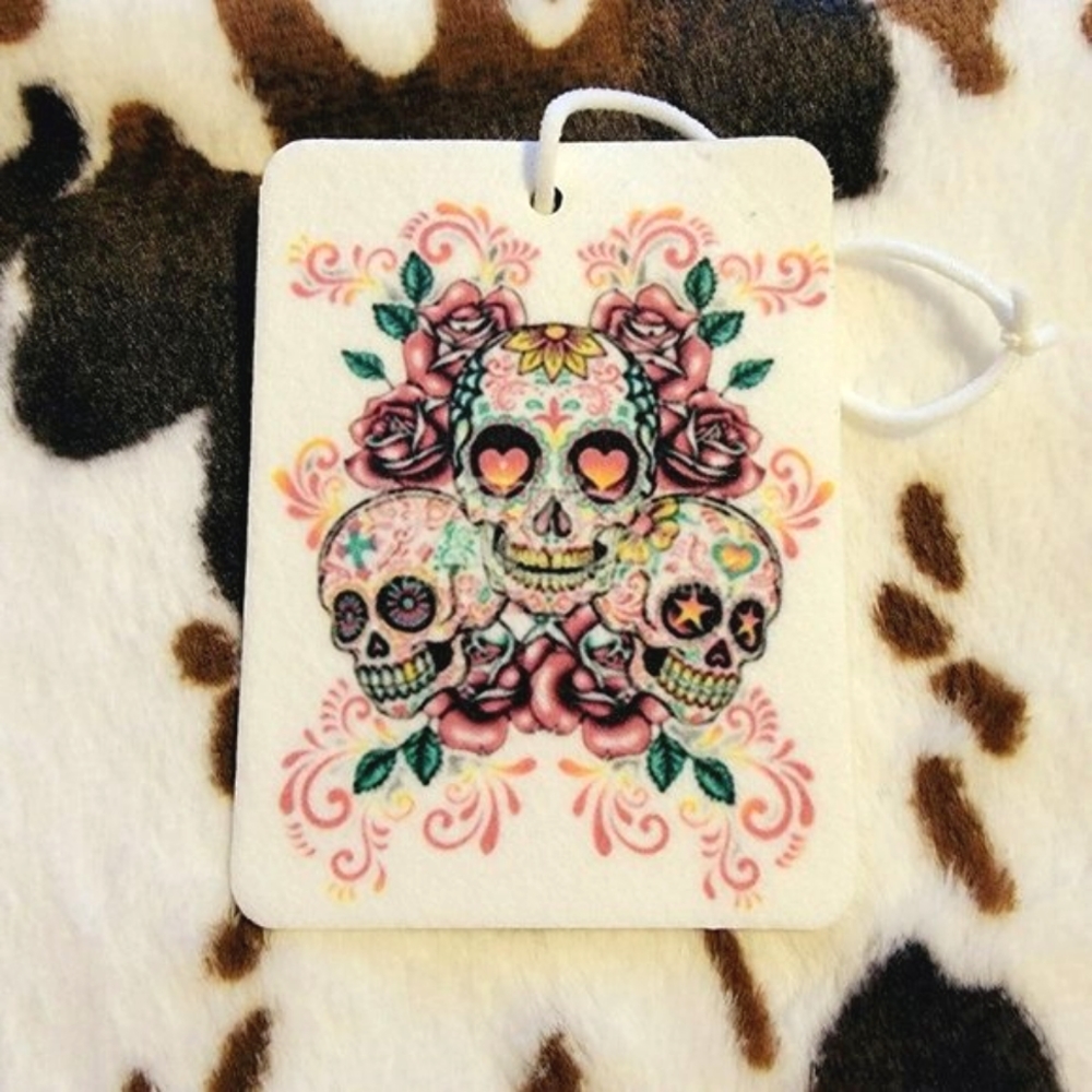Pink Sugar Skull Unscented Hanging Car Air Freshener